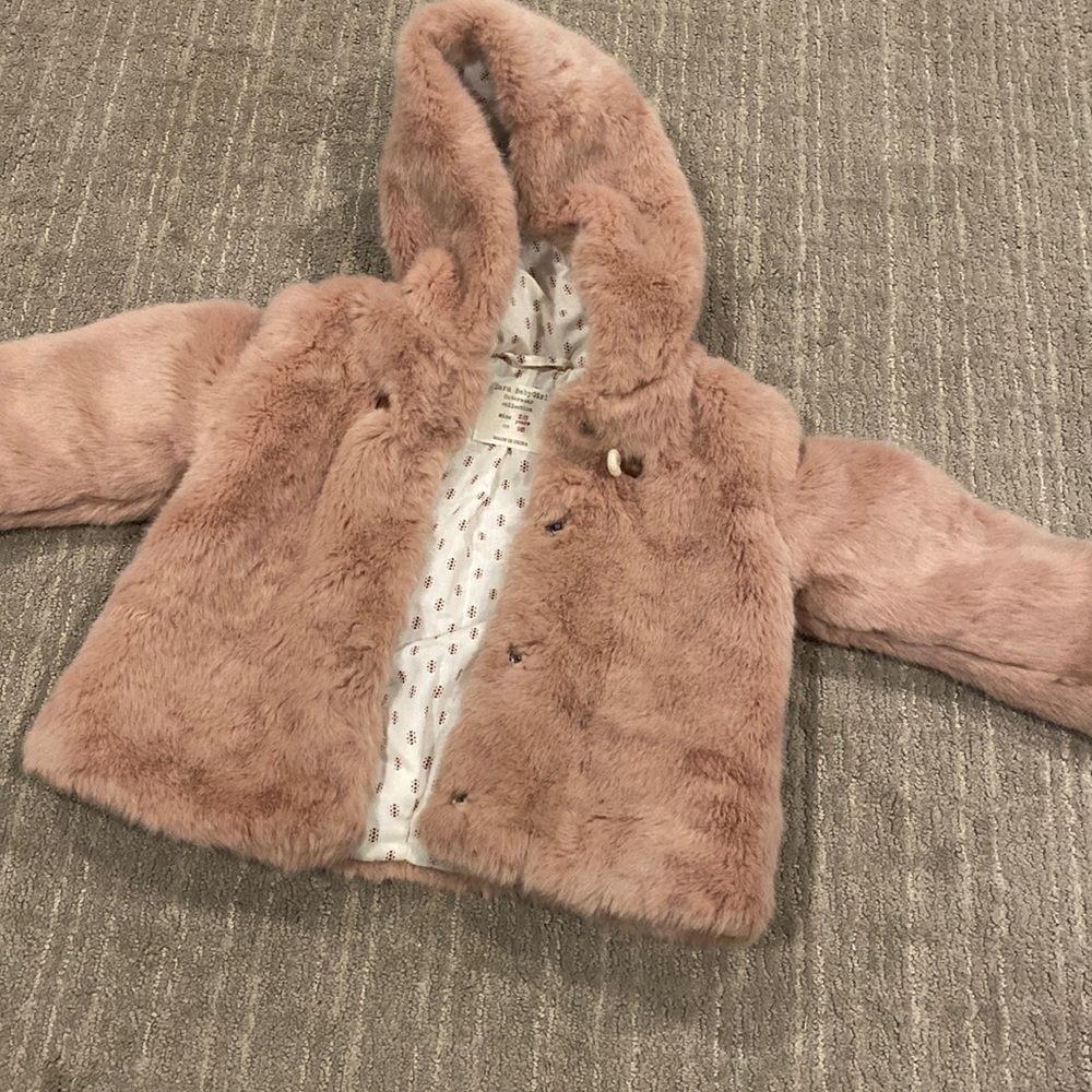 Zara girls faux fur coat